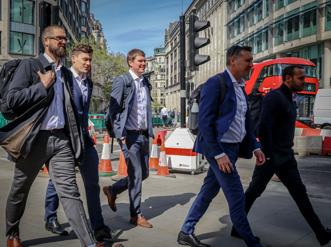 group of colleagues walking